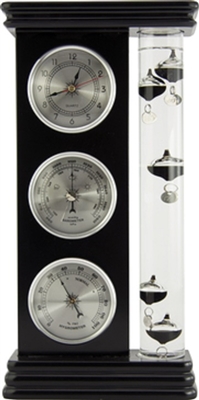 Large Weather Station Combo w/Galileo Thermometer - Black / Silver
