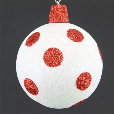 White Glitter with Red Dots Ornament