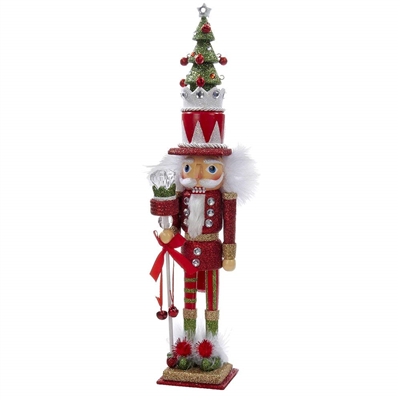 Kurt Adler - Red/Green with Tree Hat Nutcracker 15"