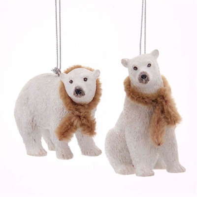 Kurt Adler - Winter White Polar Bears - Set of 2