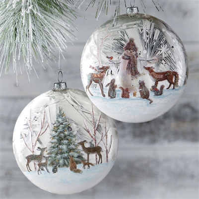 Woodland Animal 5" Disc Ornaments - Set of 2