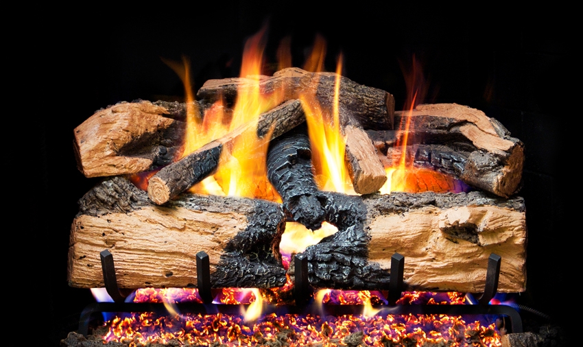 Peterson Real Fyre Vented Gas Log Set Charred Evergreen Split Oak