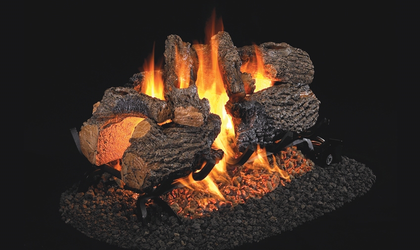 Peterson Real Fyre Outdoor See-Through Gas Log Set Charred Oak