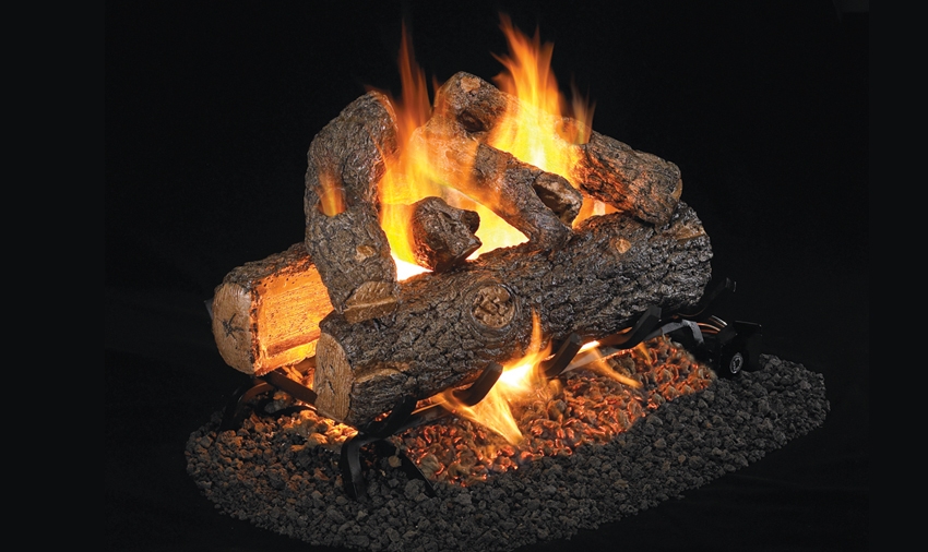 Peterson Real Fyre Outdoor See-Thru Gas Log Set Golden Oak Designer Plus