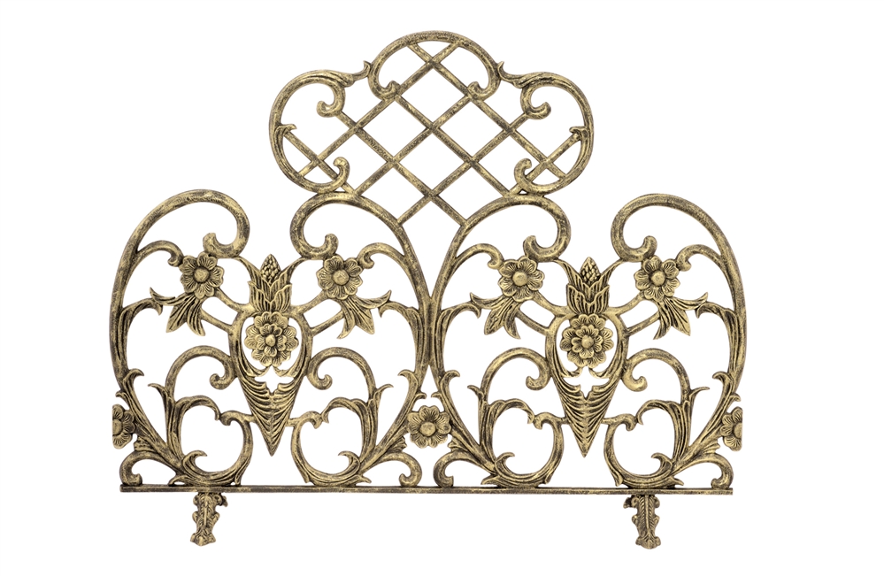 Uniflame Single Panel Antique Gold Cast Aluminum Fireplace Screen