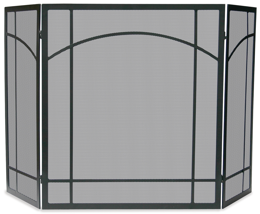Uniflame 3 Fold Black Arch Top Mission Fireplace Screen