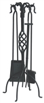 Uniflame Black Wrought Iron Fireset with Center Weave