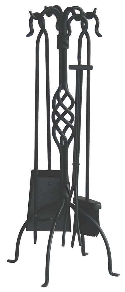 Uniflame Black Wrought Iron Fireset with Center Weave