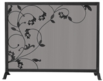 Uniflame Black Fireplace Screen with Flowing Leaf Design