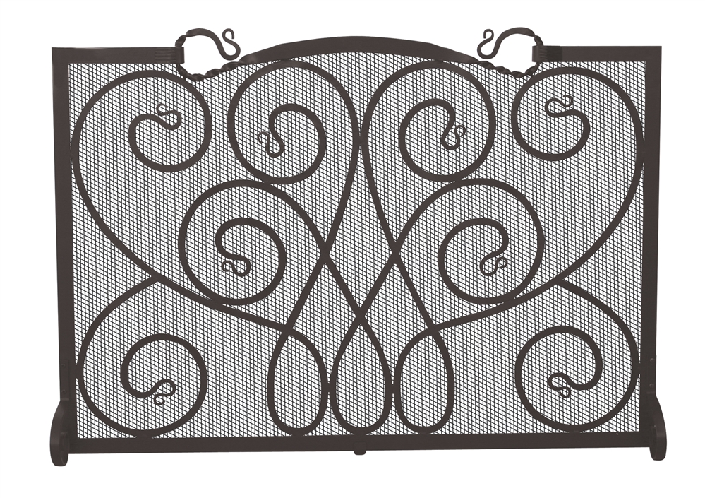 Uniflame Single Panel Black Ornate Fireplace Screen