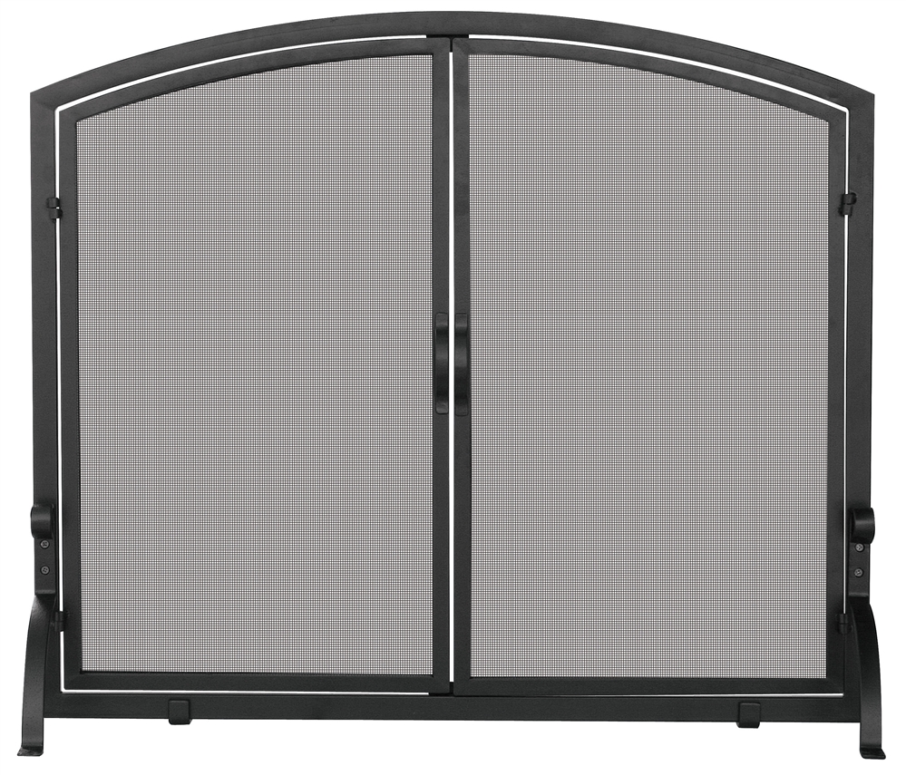 Uniflame Single Panel Black Fireplace Screen with Doors