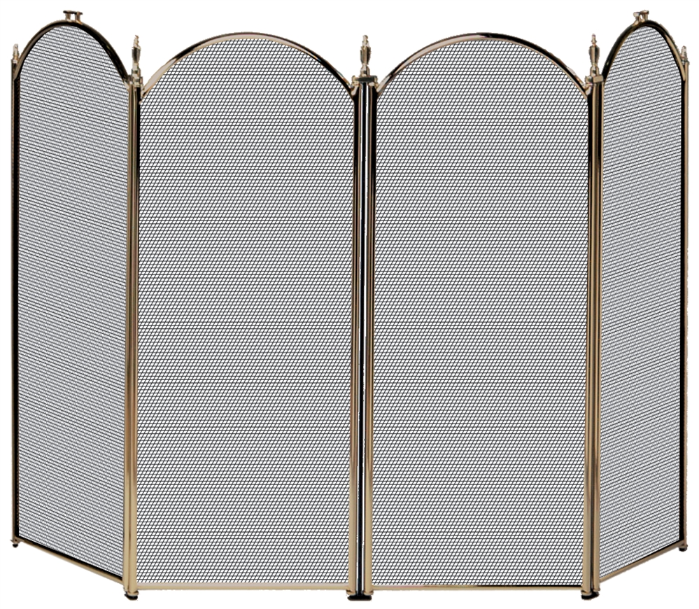 Uniflame Specialty Line 4 Fold Antique Brass Fireplace Screen