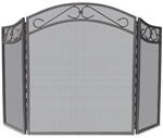 Uniflame 3 Fold Bronze Arch Top Fireplace Screen with Scrolls