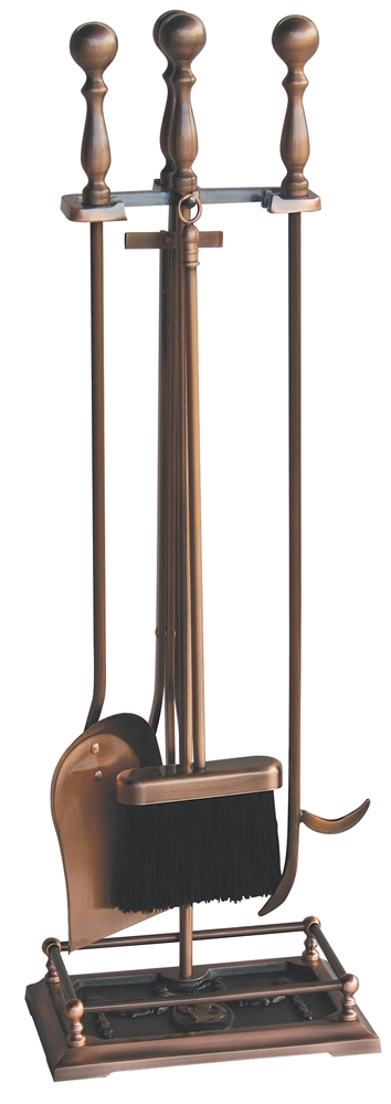 Uniflame Satin Copper 5 Piece Fireset with Dancing Lady Base