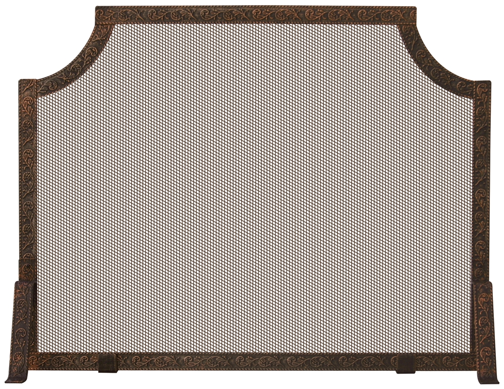 Uniflame Single Panel Antique Copper Patina Embossed Fireplace Screen