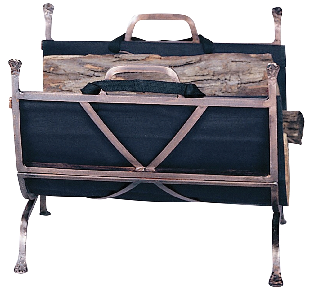 Uniflame Antique Copper Log Rack with Canvas Carrier