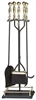 Uniflame Specialty Line Polished Brass and Black 5 Piece Fireset with Ball Handles and Rectangular Base