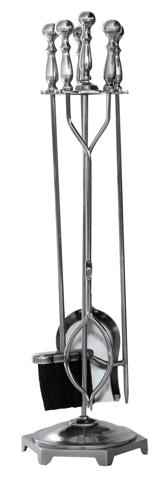 Uniflame Pewter 5 Piece Fireset with Ball Handles