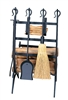 Uniflame Black Log and Kindling Rack with Firetools