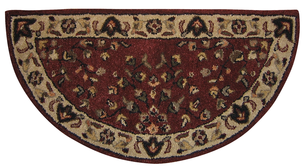 Uniflame Red with Beige Hand-Tufted 100% Wool Hearth Rug