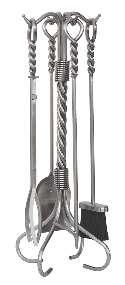 Uniflame Stainless Steel 5 Piece Fireset with Twist Design