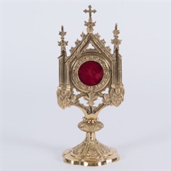 ORNATE FRENCH STYLE, GOTHIC RELIQUARY IN BRASS