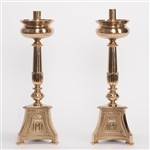 Fine "JMJ" Candlestick - 18 1/4" ht.   Polished Brass & Lacquered