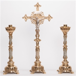 18-1/2" SMOOTH MARBLE STEM ALTAR CANDLESTICKS