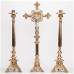 CCG-112   TALL BRASS FLUTED ALTAR CANDLESTICK.