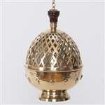 LARGE BRASS CATHEDRAL CENSER WITH SINGLE CHAIN