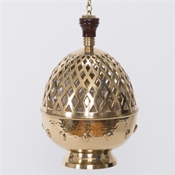 LARGE BRASS CATHEDRAL CENSER WITH SINGLE CHAIN