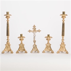 15-1/2" SMALL ALTAR TOP BRASS FLUTED CANDLESTICK