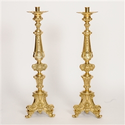 CCG-200SH   TRADITIONAL SOLID BRASS 31" ALTAR  CANDLE STICK