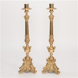 CCG-201   TRADITIONAL SOLID BRASS 40" ANGEL ALTAR CANDLE STICK