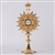 FINE LITURGICAL GOLD PLATED MONSTRANCE W/RED STONES