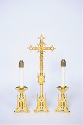 GOTHIC GOLD PLATED SHORT ALTAR CANDLE STICK