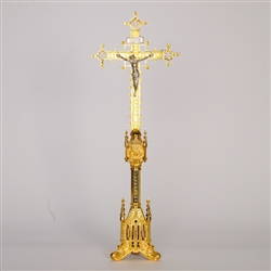 TRADITIONAL GOTHIC GOLD PLATED GOTHIC ALTAR CROSS
