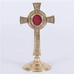 Brass Reliquary Cross - 9 7/8" ht.