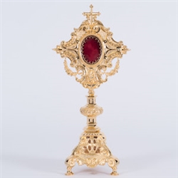 Ornate French Reliquary (Goldplated) - 18 ht.