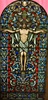 Antique Stained Glass Window, Christ is crucified