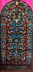 Antique Stained Glass Window, The Harp