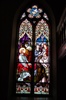 Antique early American Stained Glass Window, Jesus and his people