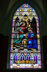 Large" The Annunciation", Plated Stained Glass Window