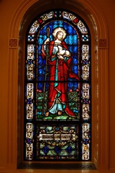 SG-394, (c.1920) Stained Glass Window of "Jesus the good Shepherd"
