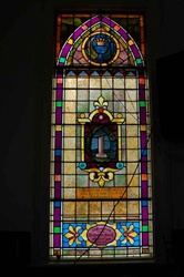 SG-440, In His Life - Honor and Charity -100 Year old Church Stained Glass Window