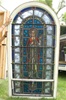 SG-441, St. Pius X -100 Year old Antique Church Stained Glass Window in wood frame