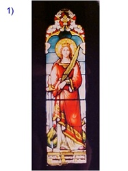 SG-451, The saints #1 -100 Year old Antique Church Stained Glass Window