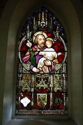 SG-459, St. Joseph - Traditional Antique Church Stained Glass Window