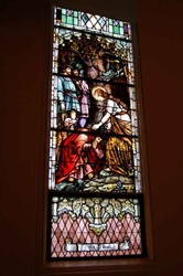 SG-475  "St. Ida"  Antique German Stained Glass Window