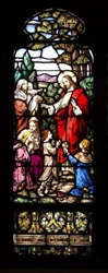 SG-482 Mayer of Munich #3 of 20 fine antique Stained Glass window. Jesus with the children.